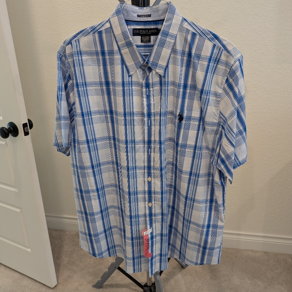 U.S. POLO ASSN. 2X STRETCH BUTTON DOWN SHORT SLEEVE SHIRT